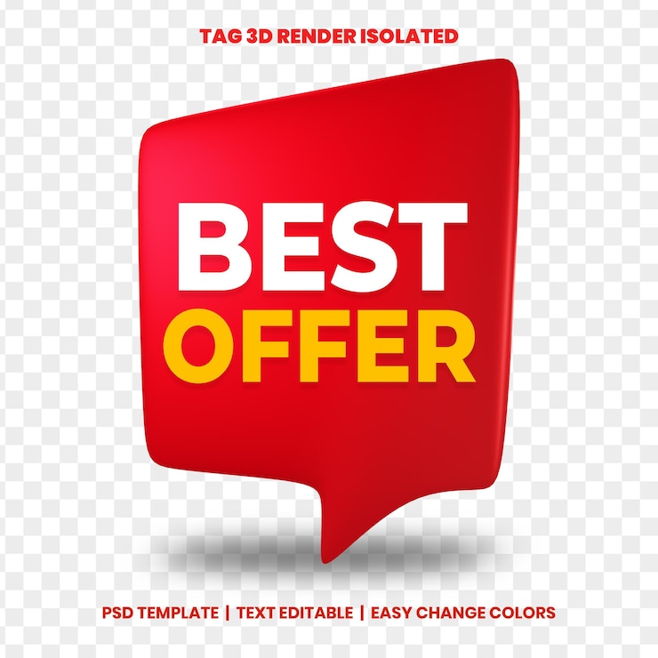 PSD une bannière rouge et jaune pour la meilleure offre.