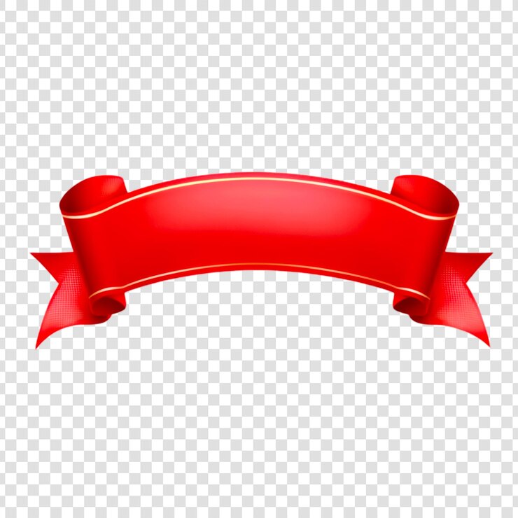 PSD une bannière de ruban rouge réaliste sur un fond transparent