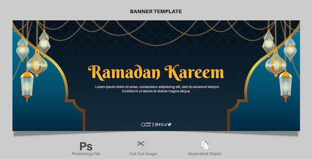 PSD bannière de salutation ramadan kareem