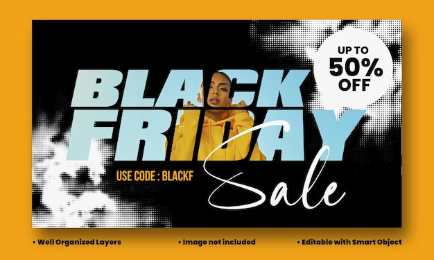 PSD bannière de site web modèle de vente black friday