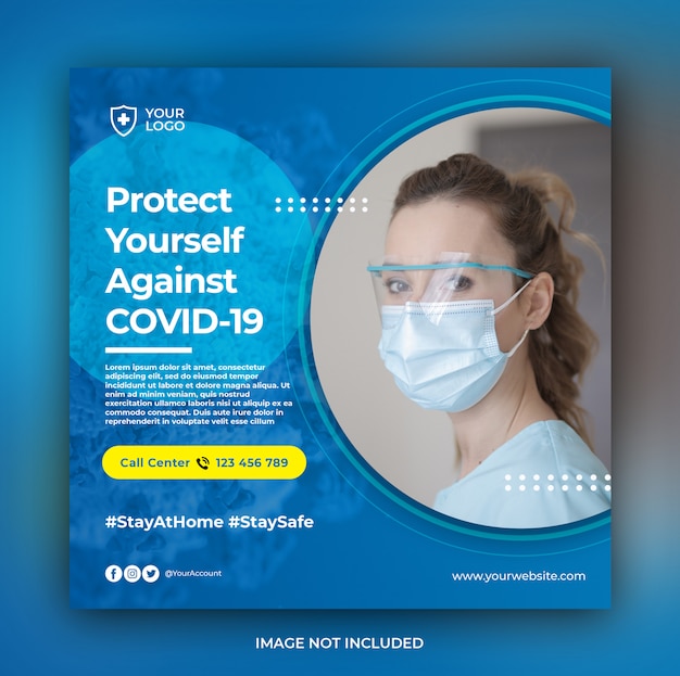 Bannière de soins de santé avec thème de prévention des virus