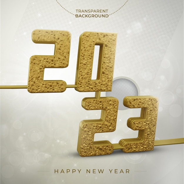 PSD bannière de texte carré 3d happy new year 2023