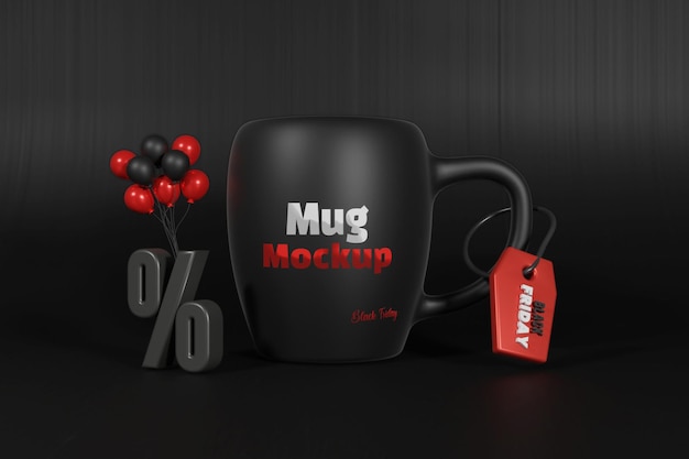 Bannière De Vente Du Vendredi Noir Avec Maquette De Tasse à Café Ou Affiche Promotionnelle Du Vendredi Noir Avec Maquette De Tasse