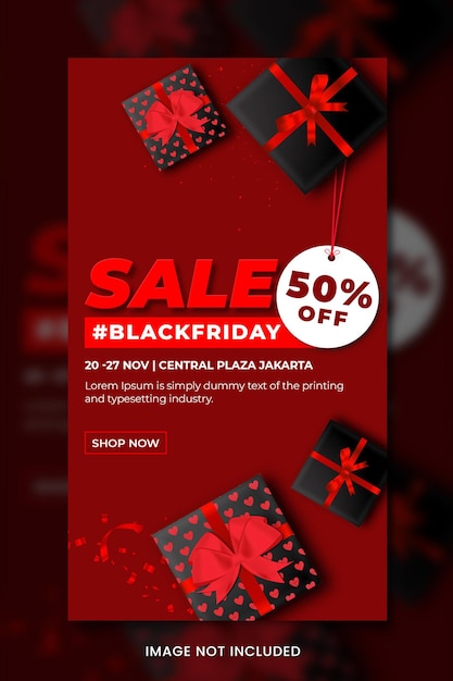 Bannière de vente du vendredi noir sur les réseaux sociaux