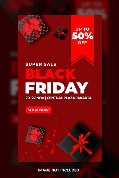 Bannière de vente du vendredi noir sur les réseaux sociaux