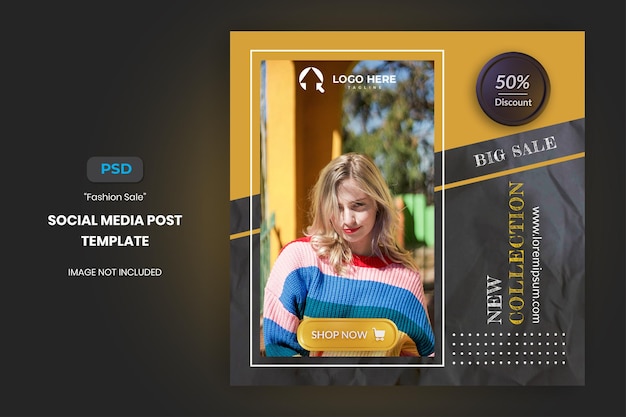 PSD bannière de vente de mode et modèle de publication sur les médias sociaux