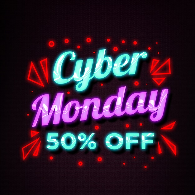 Bannière de vente de Neon Style Cyber Monday