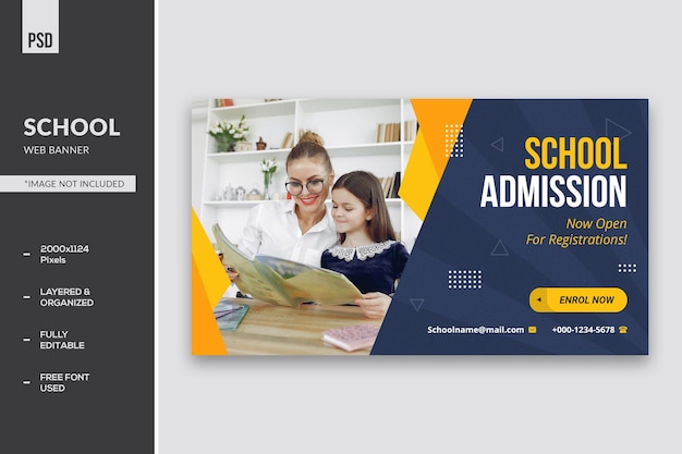 Bannière Web d'éducation scolaire