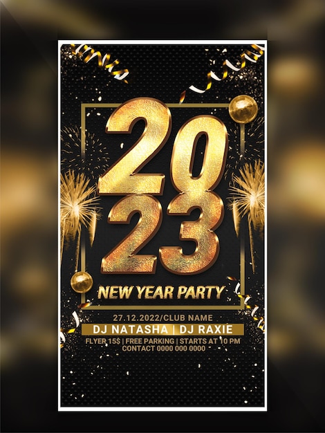 Bannière web instagram de célébration du nouvel an