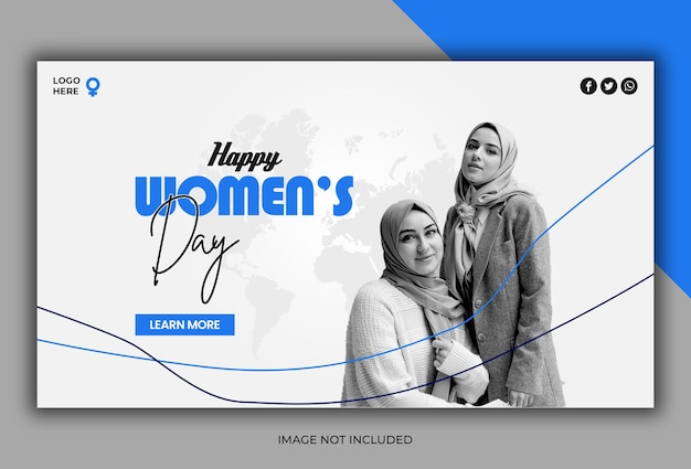 PSD bannière web de la journée mondiale de la femme modèle de message sur les médias sociaux