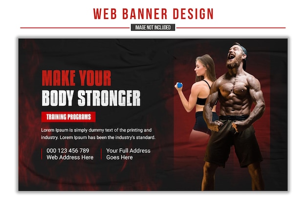 PSD bannière web psd pour salle de sport et fitness et conception de vignettes youtube