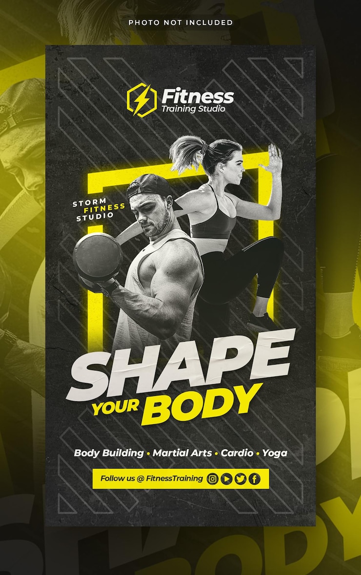 PSD bannière web de publication sur les médias sociaux de l'histoire instagram de la salle de fitness