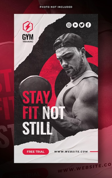 Bannière Web de publication sur les médias sociaux de l'histoire Instagram de la salle de fitness