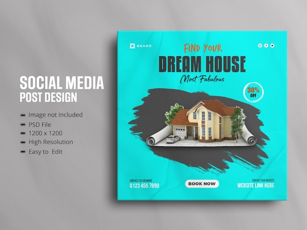 Bannière Web De Vente De Médias Sociaux Carrés De Propriété De Maison Immobilière Pour L'histoire Instagram