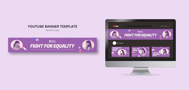 Bannière youtube de célébration de la journée de la femme
