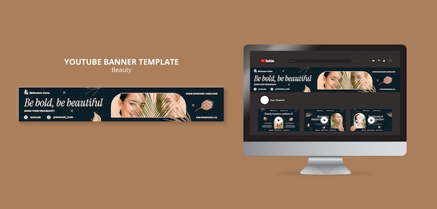 Bannière youtube de concept de beauté réaliste