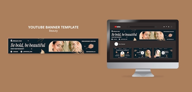 PSD bannière youtube de concept de beauté réaliste