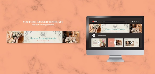 Bannière youtube horizontale pour la boutique d'arrangements floraux