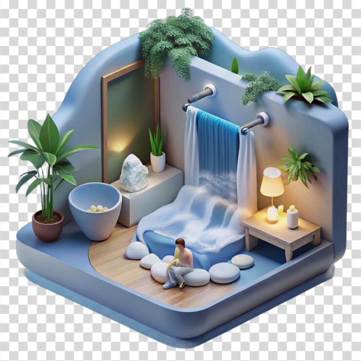 PSD el baño de la cascada serena