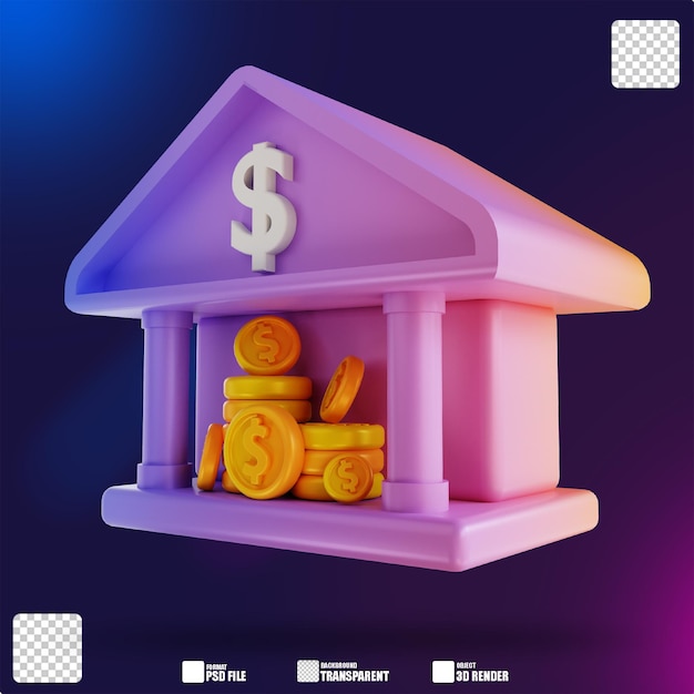 Banque D'argent Colorée Illustration 3d 2