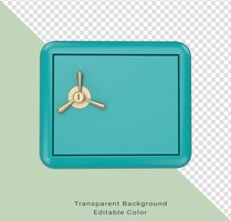 Banque d'illustration 3d minimale coffre-fort avec concept de sécurité à poignée dorée
