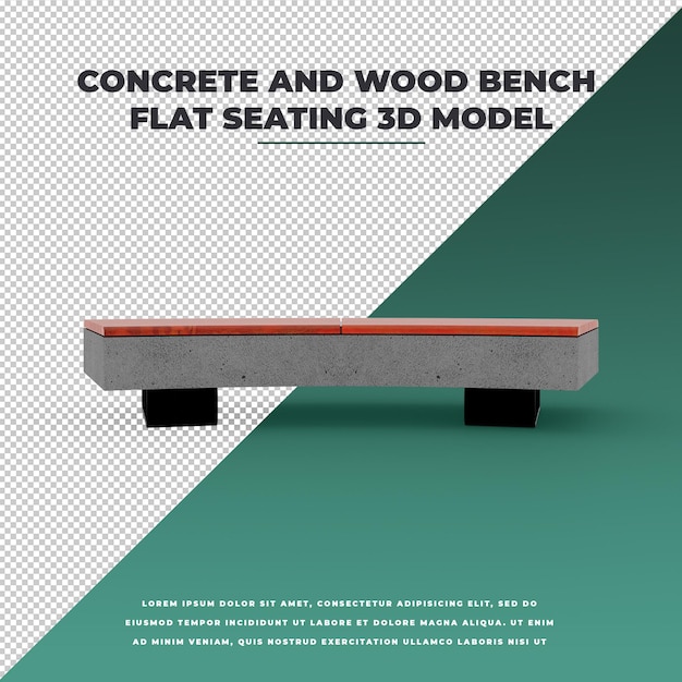 PSD banquette plate en béton et bois