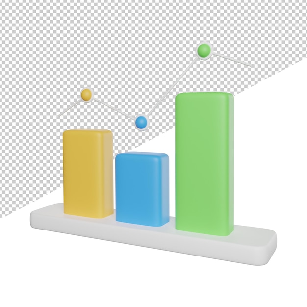 Bar Chart Graph side view 3d rendering icon illustration on transparent background