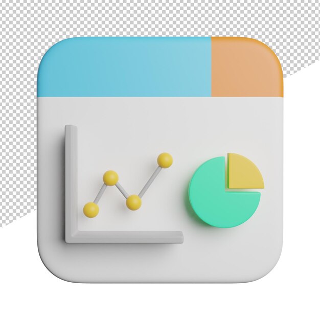 Bar chart insight un icono de aplicación cuadrado con un gráfico circular y un círculo amarillo en la parte inferior