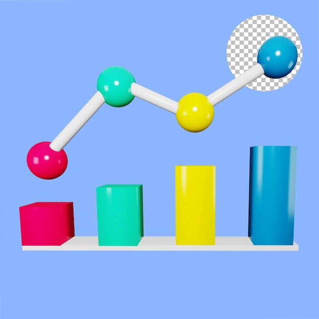 bar chart statistics diagram 3d rendering alpha background