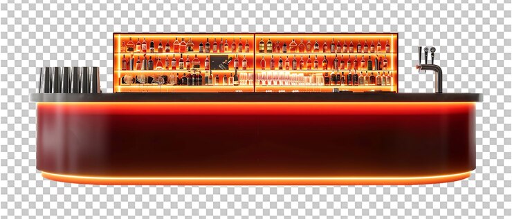 PSD bar counter isolated on transparent background