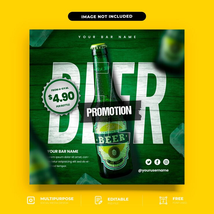 PSD bar happy hour instagram post design