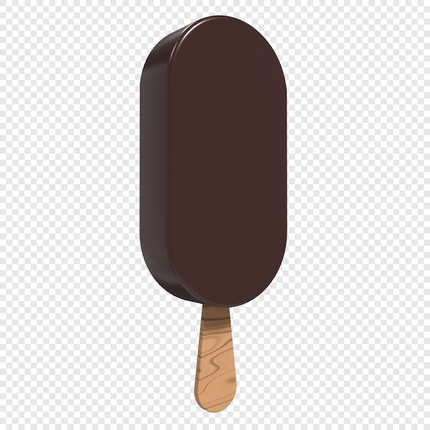 Bar de helado de chocolate Postre de helado con un palo de helado Helado de chocolate renderización en 3D