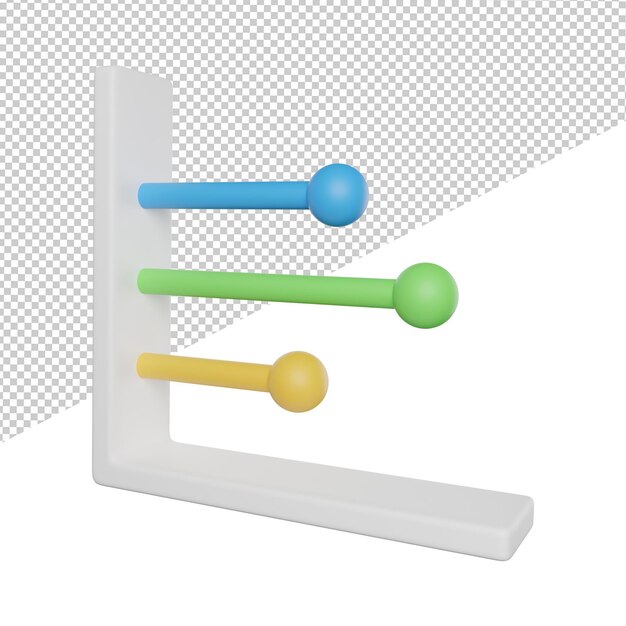Bar Line Chart Diagram vista lateral ilustração de renderização 3d em fundo transparente