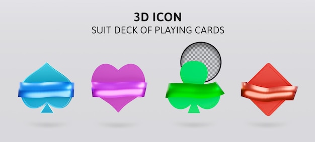 baralho de terno colorido de ilustração de renderização 3d de cartas de jogar