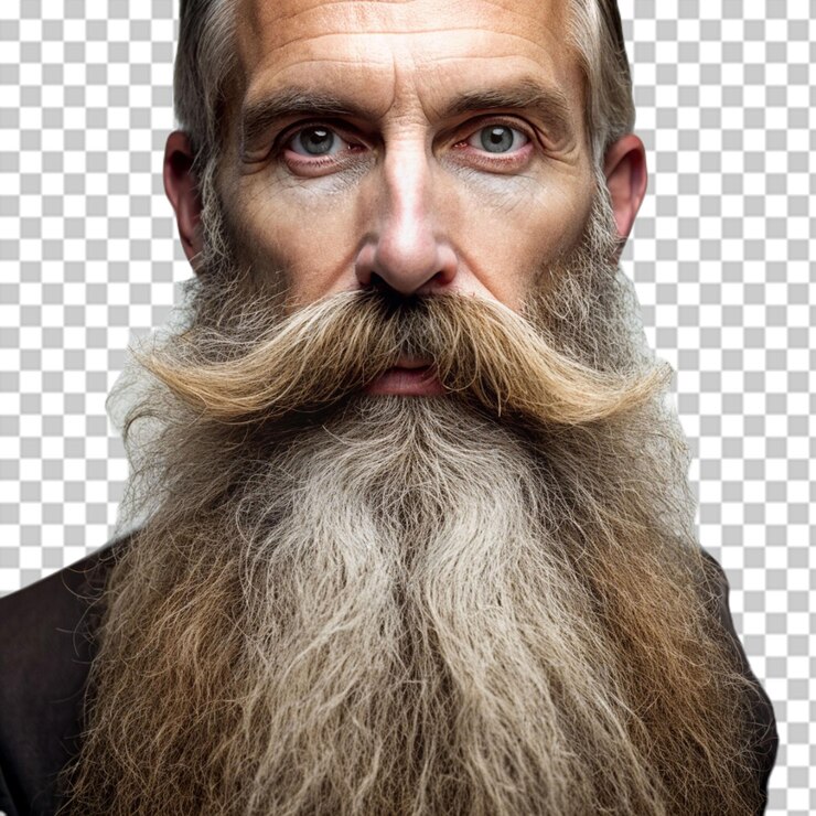 PSD una barba larga y bigote en un fondo transparente