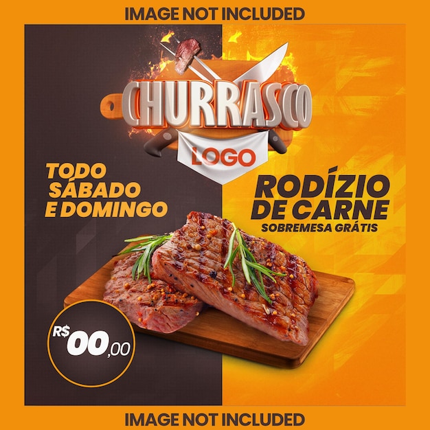 PSD barbecue banner para composição de venda a retalho e comércio