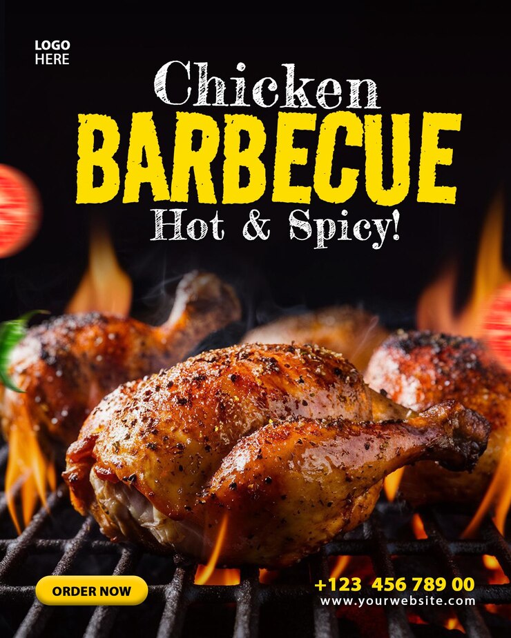Barbecue Chicken grill modelli di post di banner per social media e Instagram