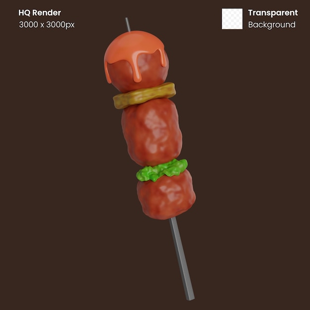 Barbecue-saté 3d-darstellung