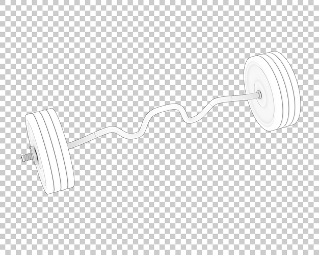 Barbell en la ilustración de renderizado 3d de fondo transparente