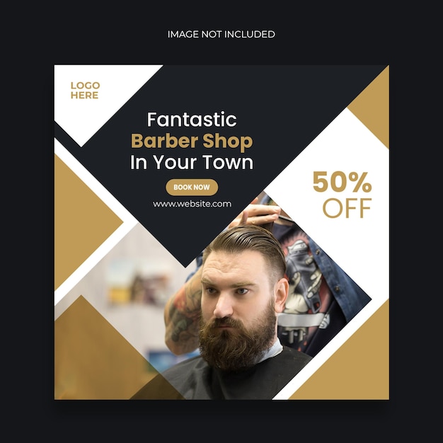 PSD barber shop social-media-post und promotion-web-banner-vorlage