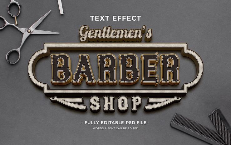 PSD barbershop-texteffekt