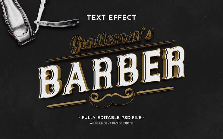 PSD barbershop-texteffekt