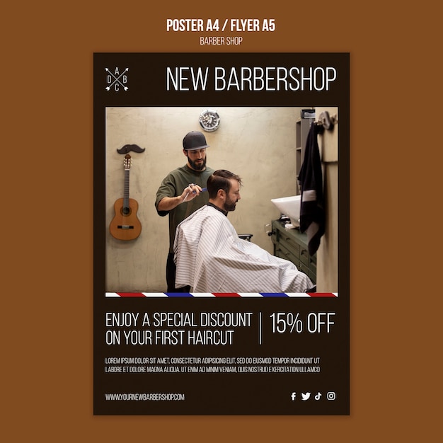 PSD barbershop vertikale flyer-vorlage