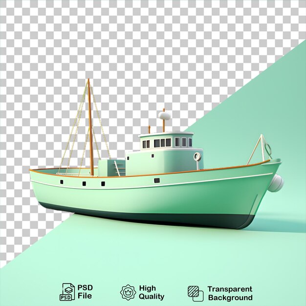 PSD un barco 3d aislado en un fondo transparente incluye un archivo png