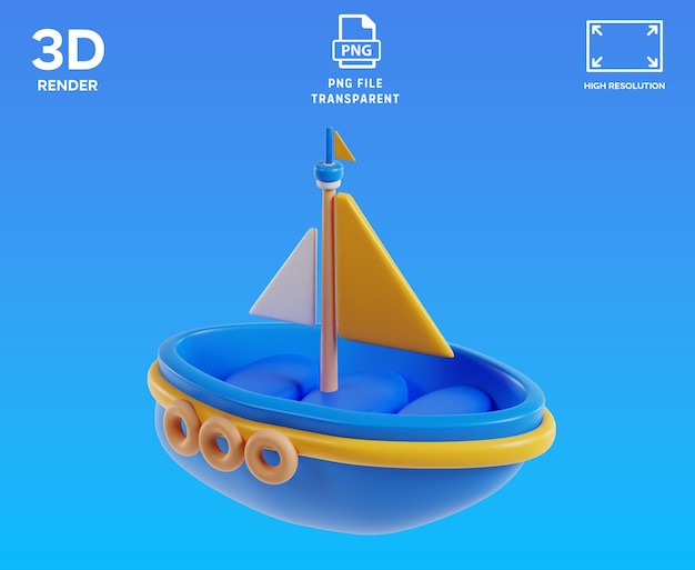 barco, 3d, ilustración