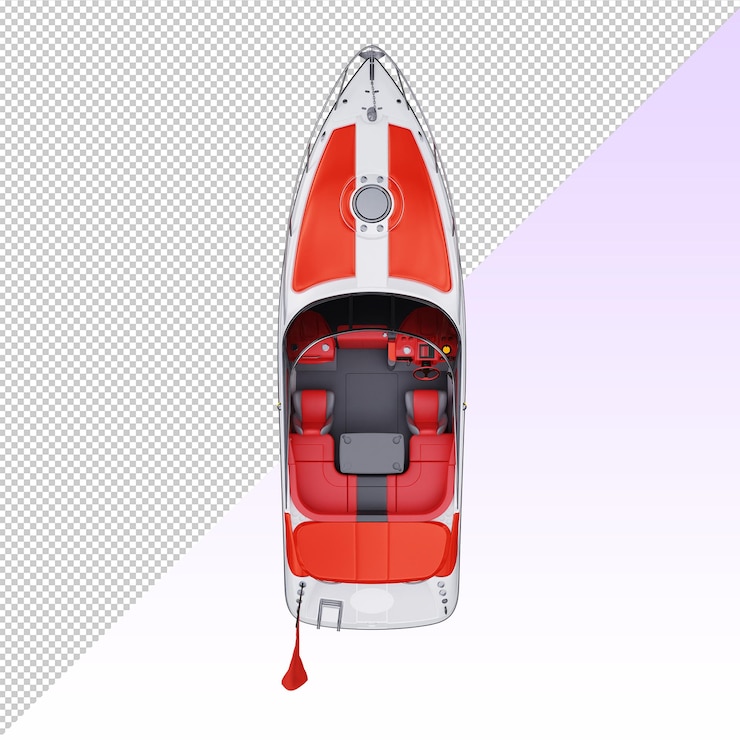PSD barco a motor vermelho e branco