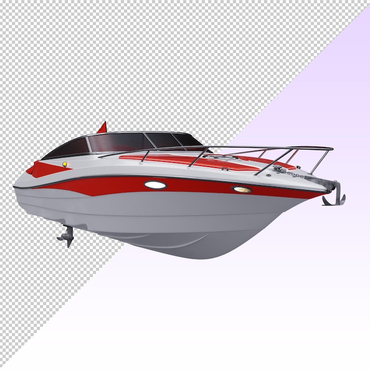 PSD barco a motor vermelho e branco