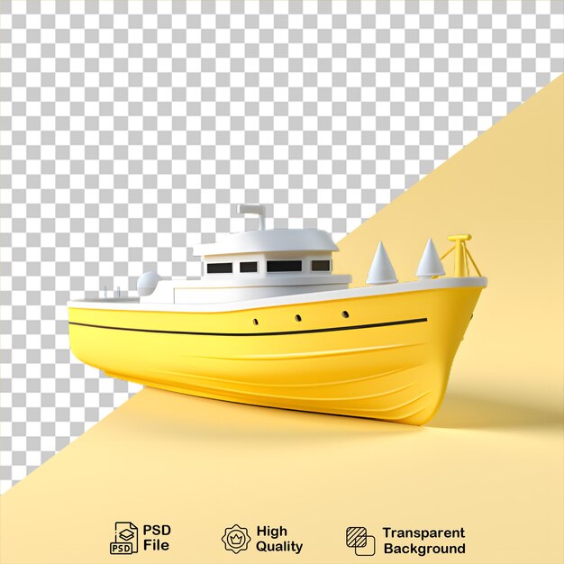 Barco amarillo 3d aislado en fondo transparente incluye archivo png