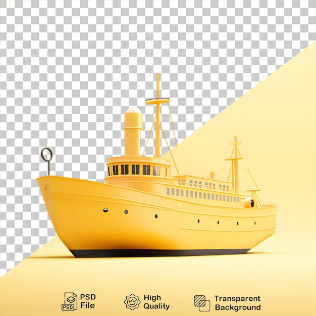 Barco amarillo 3d aislado en fondo transparente incluye archivo png