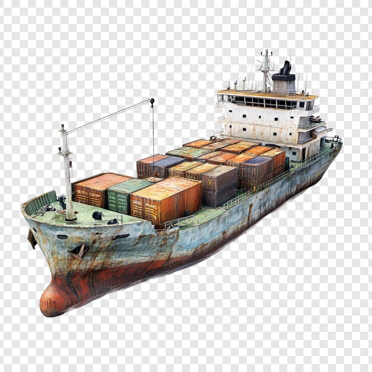 PSD un barco de carga abandonado, una reliquia oxidada de la historia marítima